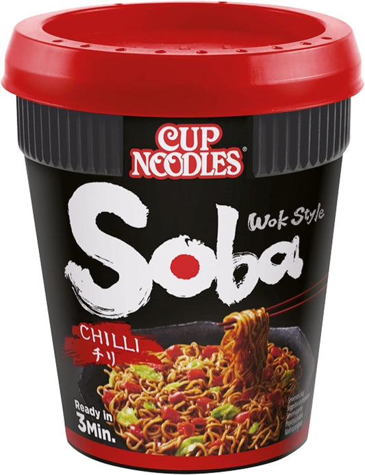 Nissin Soba Chilli Instant Noodles 89g Pot (8 x pack)