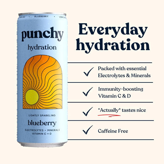 Punchy Blueberry Electrolyte Sparkling Vitamin Drink - 12 x 330ml