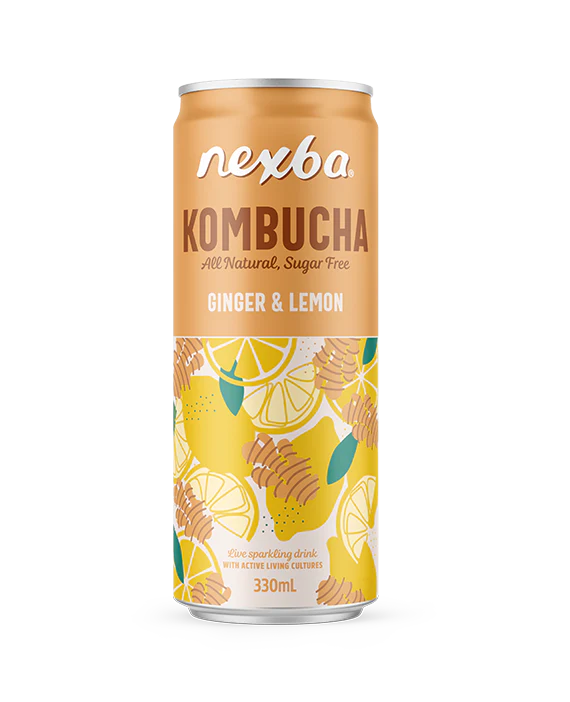Nexba Kombucha Ginger & Lemon Cans - 12 x 330ml