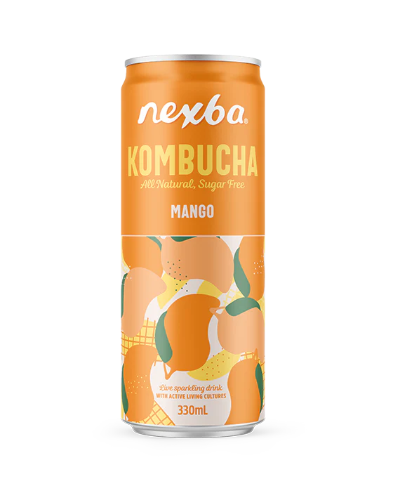 Nexba Kombucha Mango Cans - 12 x 330ml