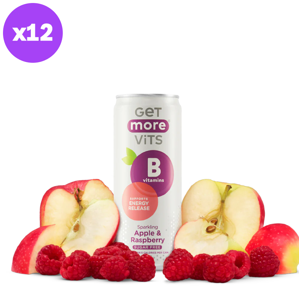 Get More Vits Apple & Raspberry B Vits Cans - 12 x 330ml