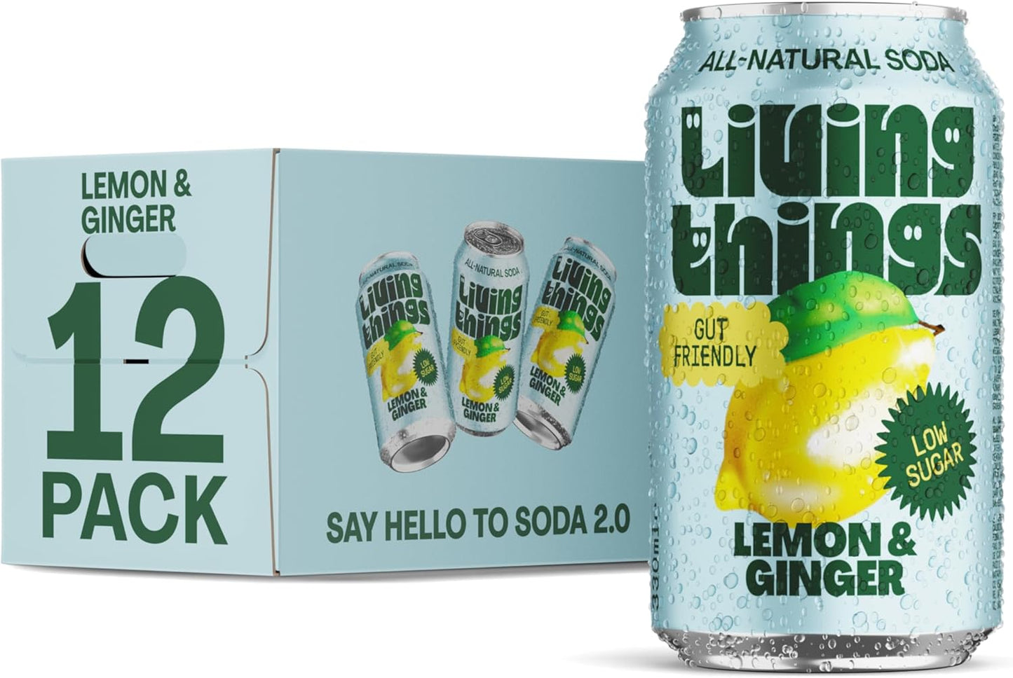Living Things Lemon & Ginger Soda – 12x330ml