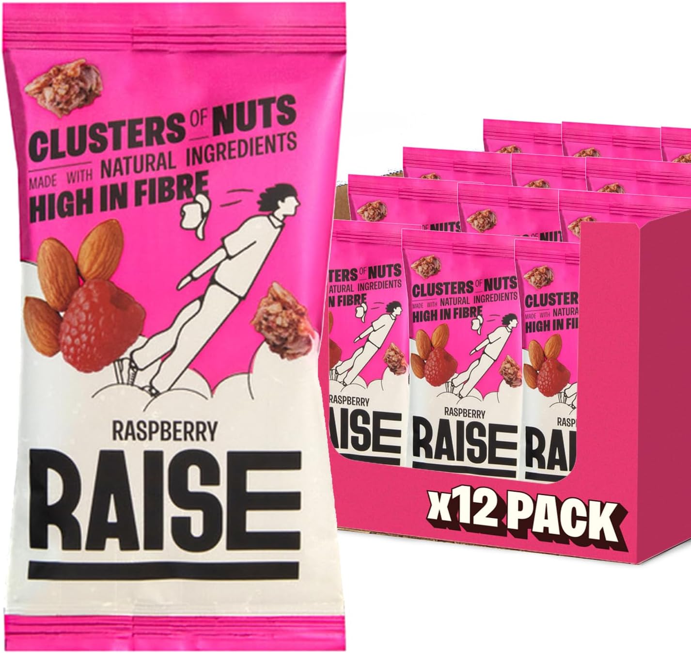 Raise Nut & Seed Clusters - Raspberry (12 x 35g)