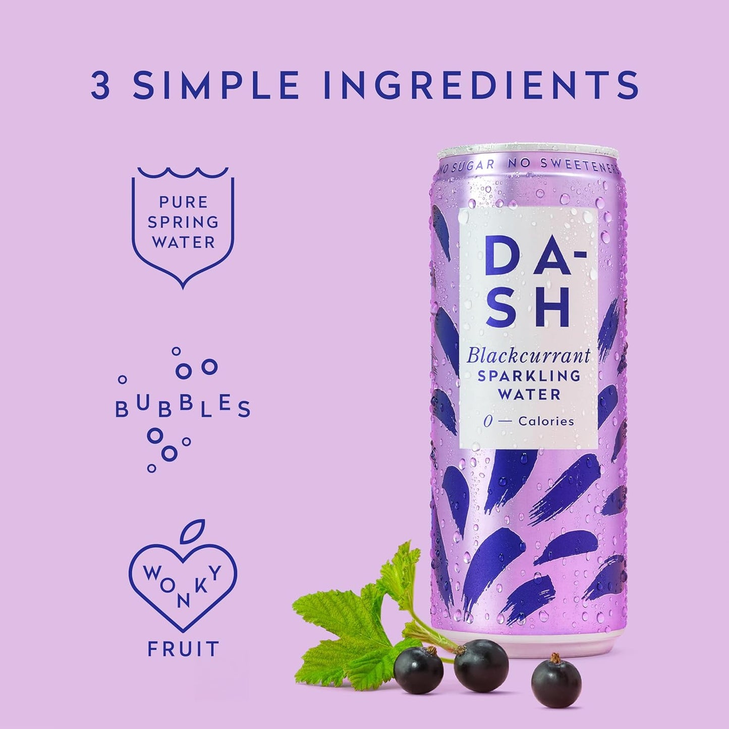 DASH Blackcurrant Infused Sparkling Water 12x330ml