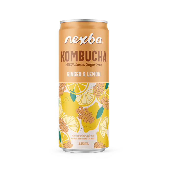 Nexba Kombucha Ginger & Lemon Cans 12 x 330ml