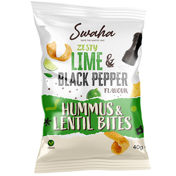 Swaha Lentil Hummus Bites Lime & Black Pepper 24 x 40g