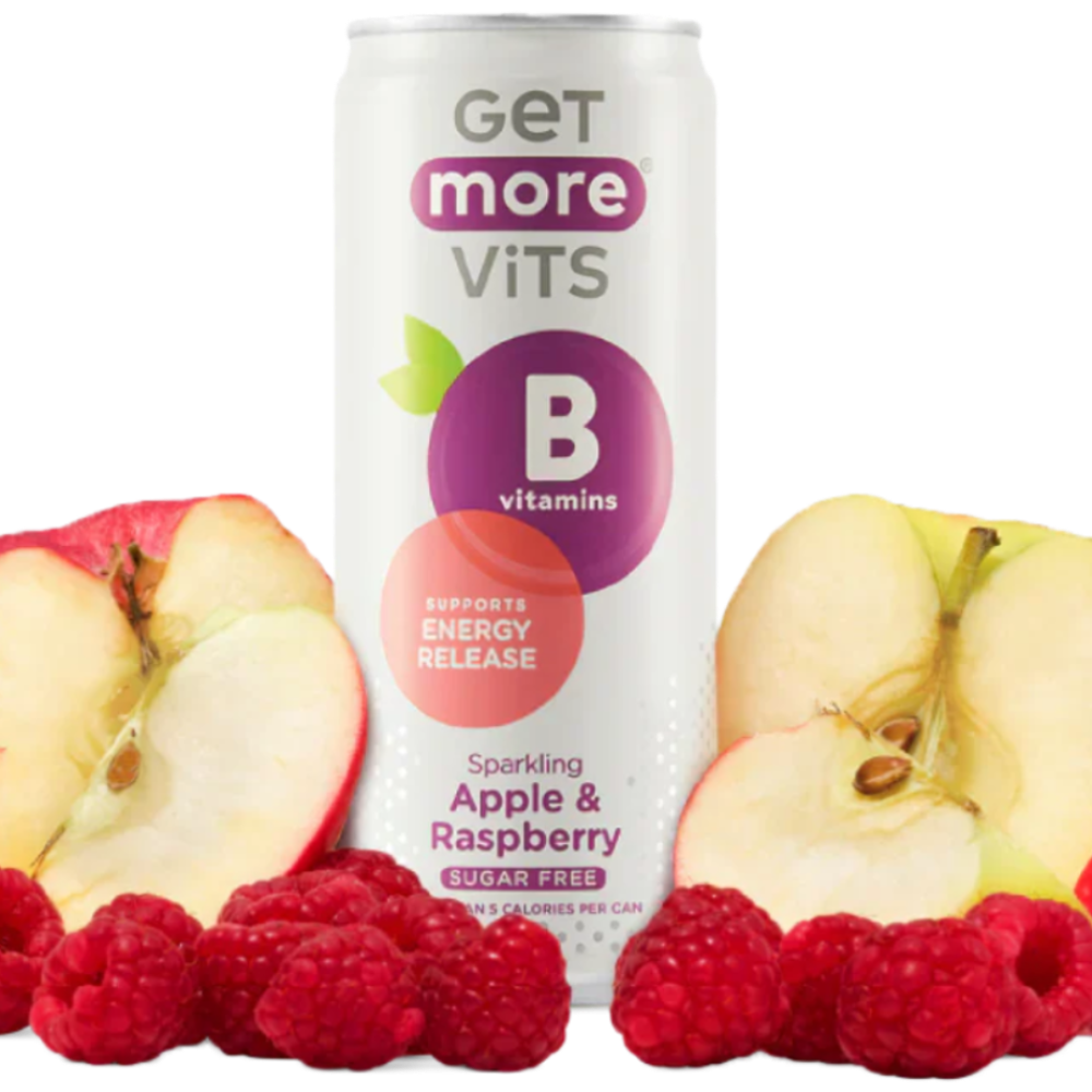 Get More Vits Apple & Raspberry B Vits Cans 12 x 330ml