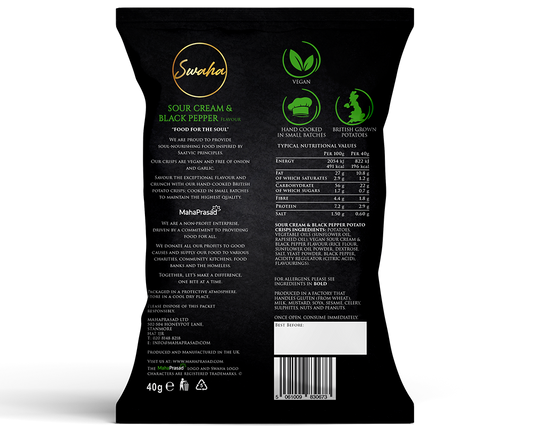 Swaha Crisps Sour Cream & Black Pepper (24 x 40g)