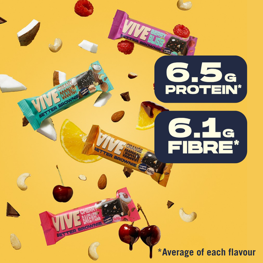 Vive Better Brownies: Orange Obsession, Creamy Coconut, Cherry Bakewell & Berry Bliss - 15 Bars