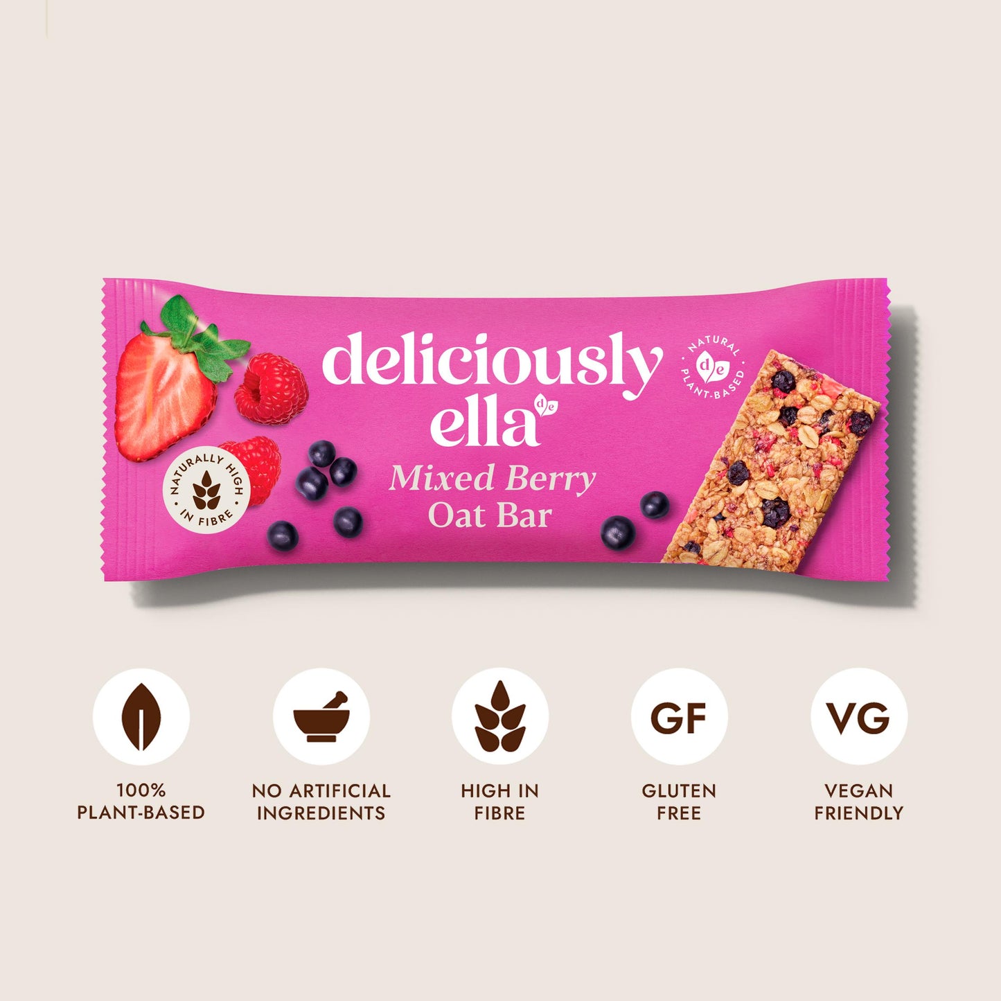 Deliciously Ella Mixed Berry Oat Bars 16 x 50g