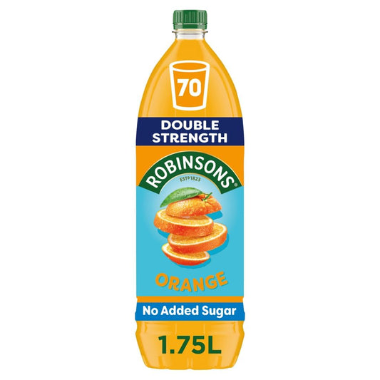 Robinsons Double Strength Orange No Added Sugar Squash 1.75L (Pack of 2)