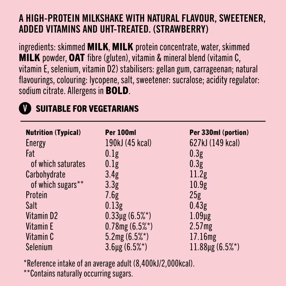 UFIT High 25g Protein Shake - Strawberry Flavour 10 x 330ml