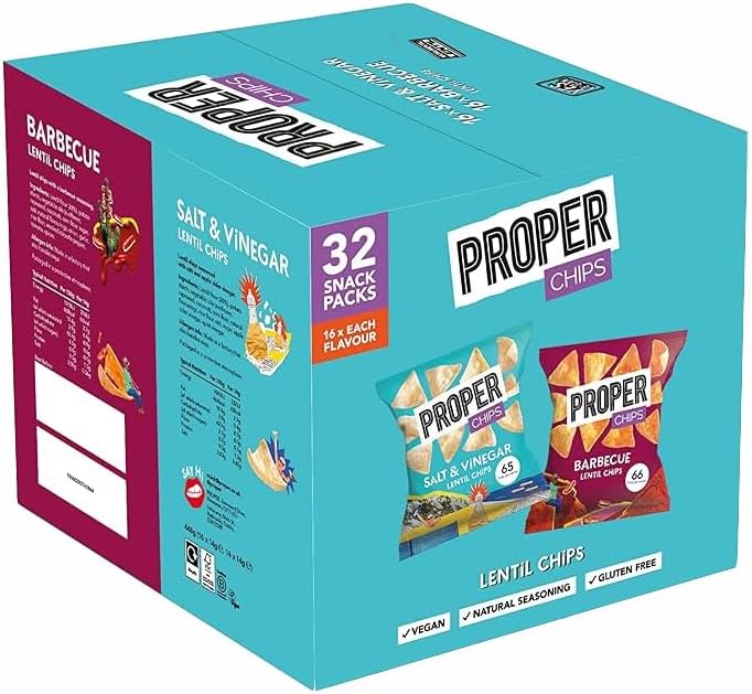 Proper Chips BBQ and Salt & Vinegar Mixed Case 32 x 14g