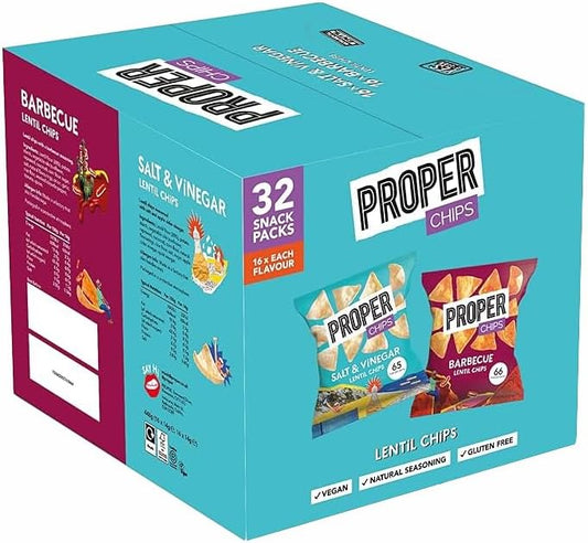 Proper Chips BBQ and Salt & Vinegar Mixed Case 32 x 14g