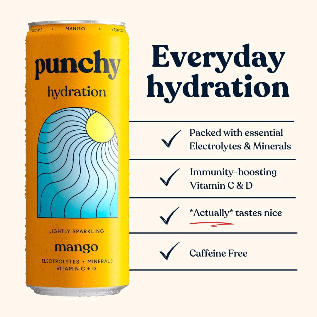 Punchy Mango Electrolyte Sparkling Vitamin Drink - 12 x 330ml