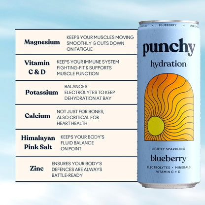 Punchy Blueberry Electrolyte Sparkling Vitamin Drink - 12 x 330ml