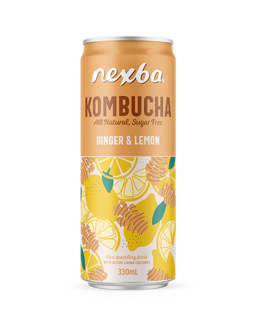 Nexba Kombucha Ginger & Lemon Cans - 12 x 330ml