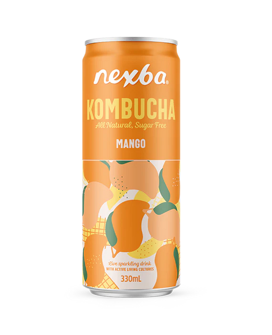 Nexba Kombucha Mango Cans - 12 x 330ml