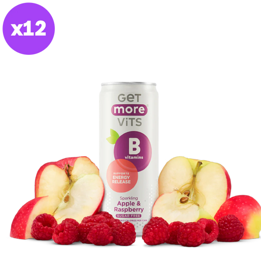 Get More Vits Apple & Raspberry B Vits Cans - 12 x 330ml