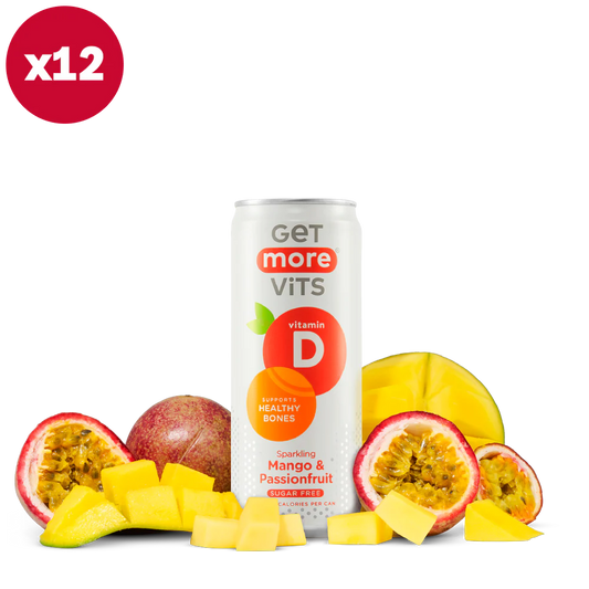 Get More Vits Mango & Passionfruit Vitamin D Cans - 12 x 330ml