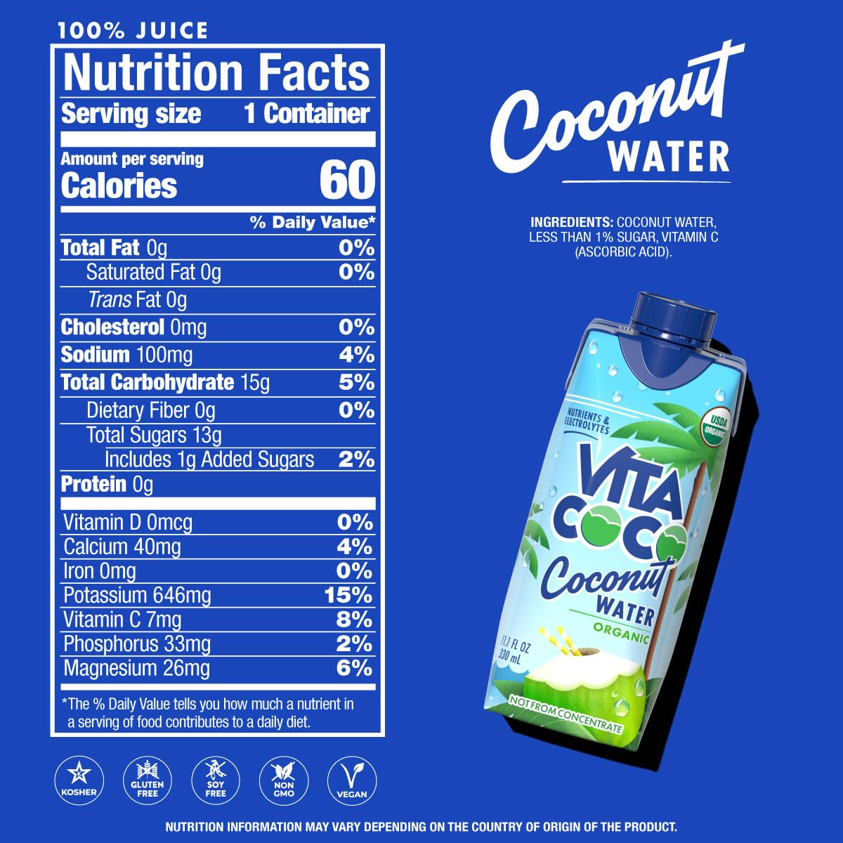 Vita Coconut Water 330ml (Pack Of 12)