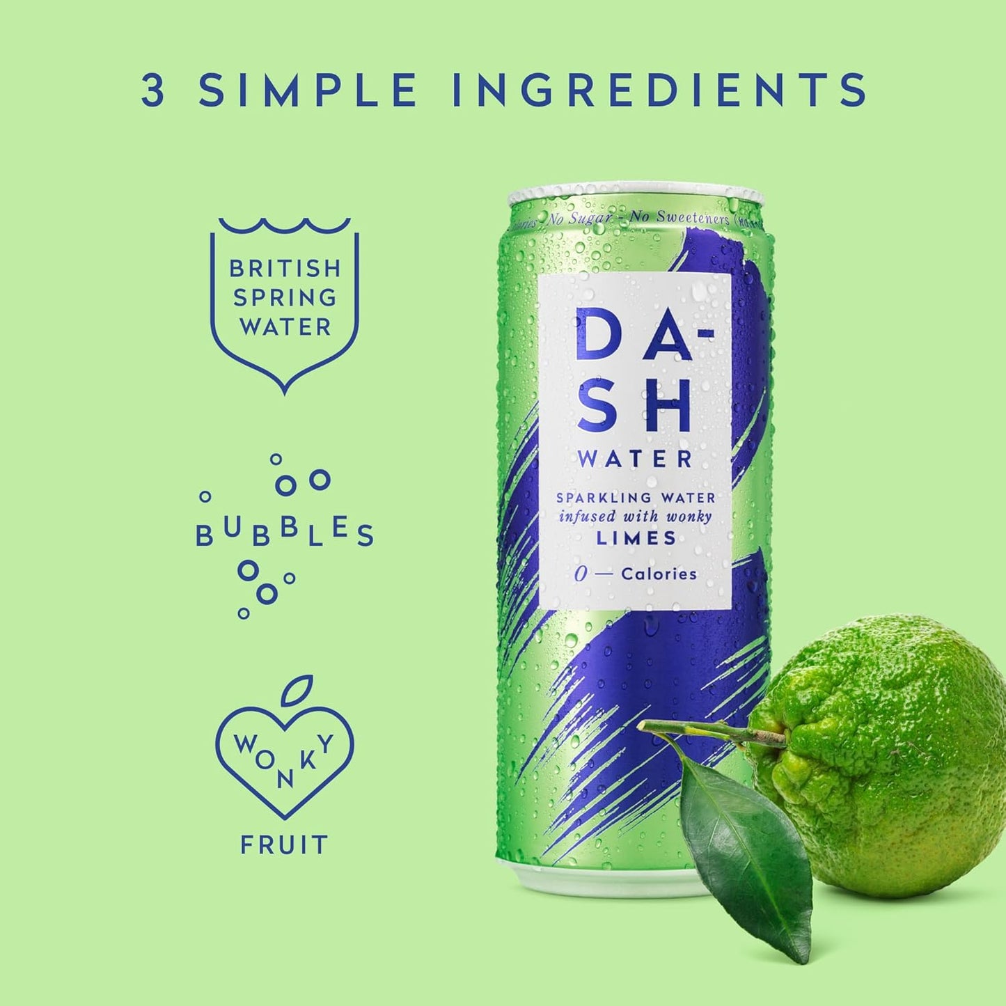 DASH Lime Infused Sparkling Water 12 x 330ml