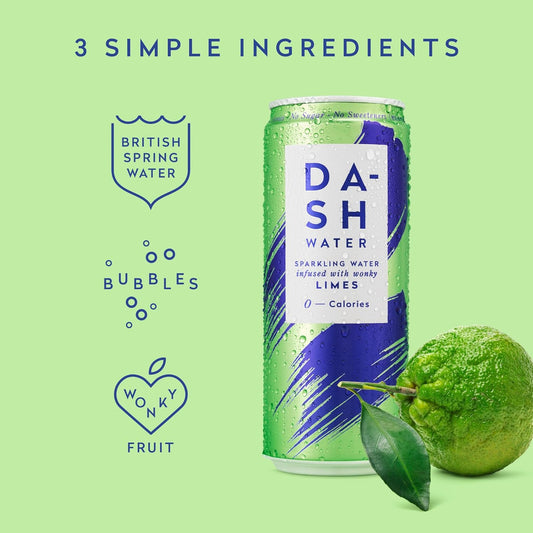 DASH Lime Infused Sparkling Water 12 x 330ml
