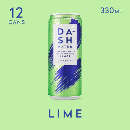 DASH Lime Infused Sparkling Water 12 x 330ml