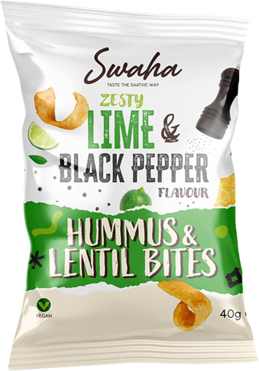 Swaha Lentil Hummus Bites Lime & Black Pepper 24 x 40g