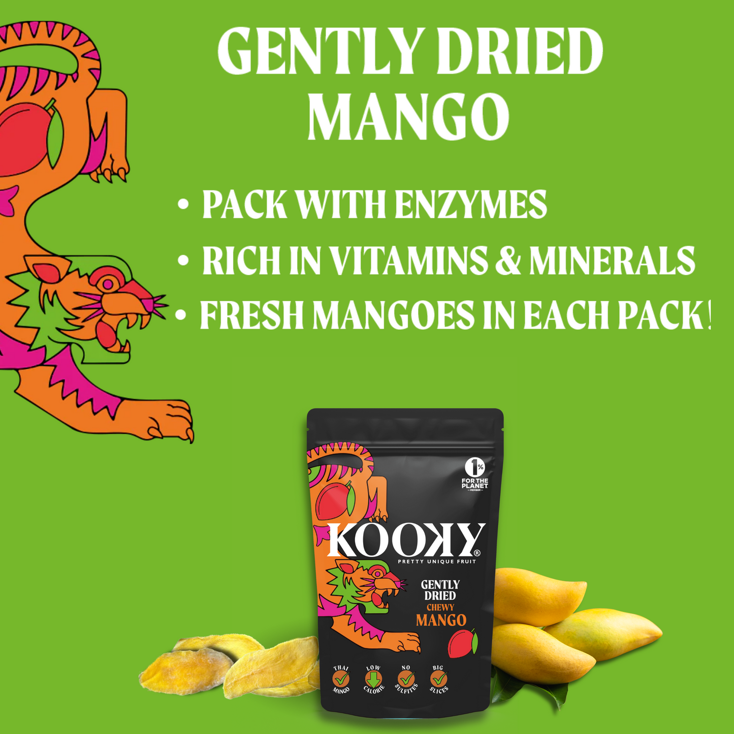 KOOKY - Gently Dried Mango (12 x 25g)