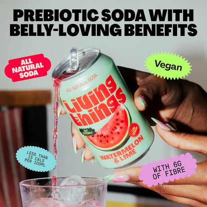 Living Things Prebiotic Soda - Watermelon & Lime -12 x 330ml Cans