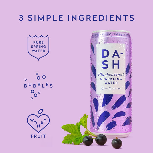 DASH Blackcurrant Infused Sparkling Water 12 x 330ml