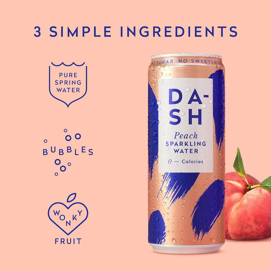 DASH Peach Infused Sparkling Water 12 x 330ml