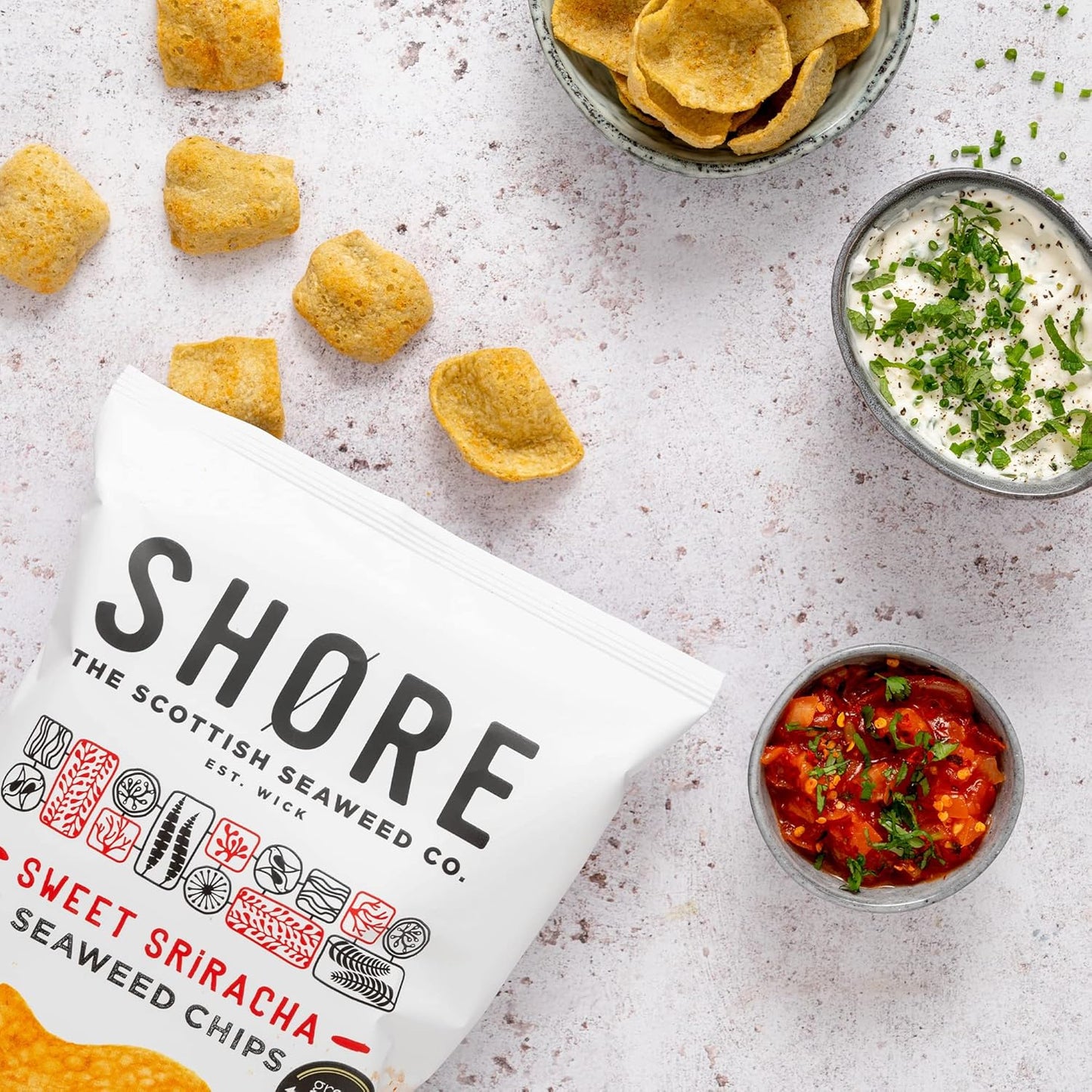Shore Sweet Sriracha Seaweed Crisps (14 x 25g)