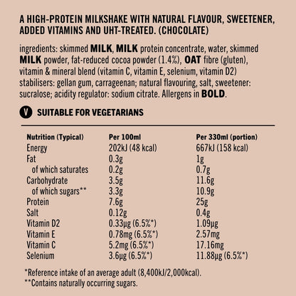 UFIT High 25g Protein Shake - Chocolate Flavour 10 x 330ml