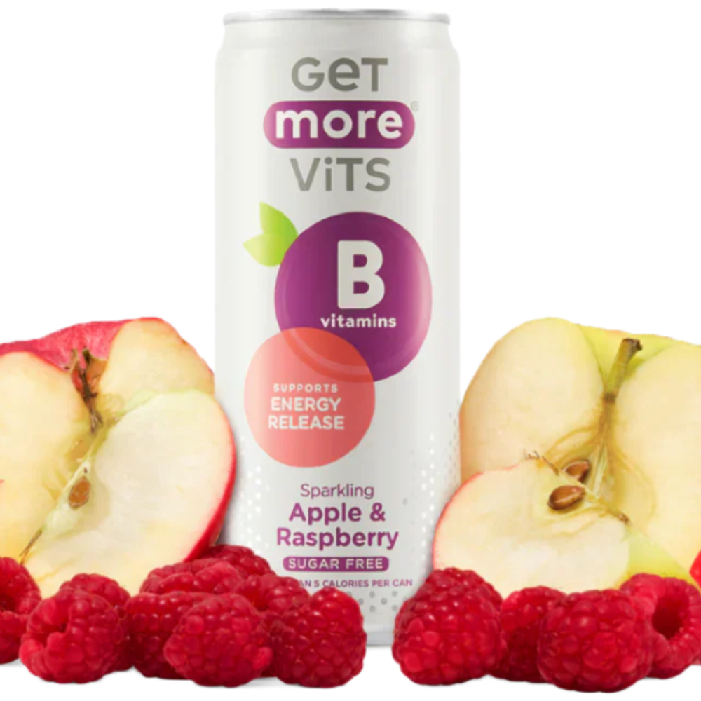 Get More Vits Apple & Raspberry B Vits Cans 12 x 330ml