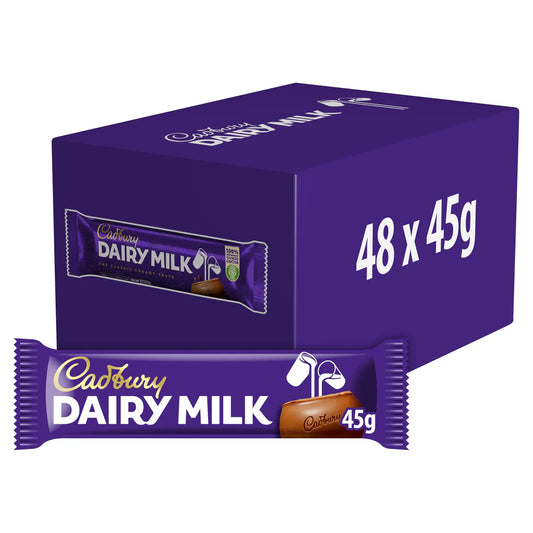 Cadbury Dairy Milk Chocolate Bar 45g (Box of 48)