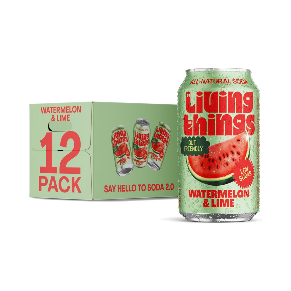Living Things Prebiotic Soda - Watermelon & Lime -12 x 330ml Cans