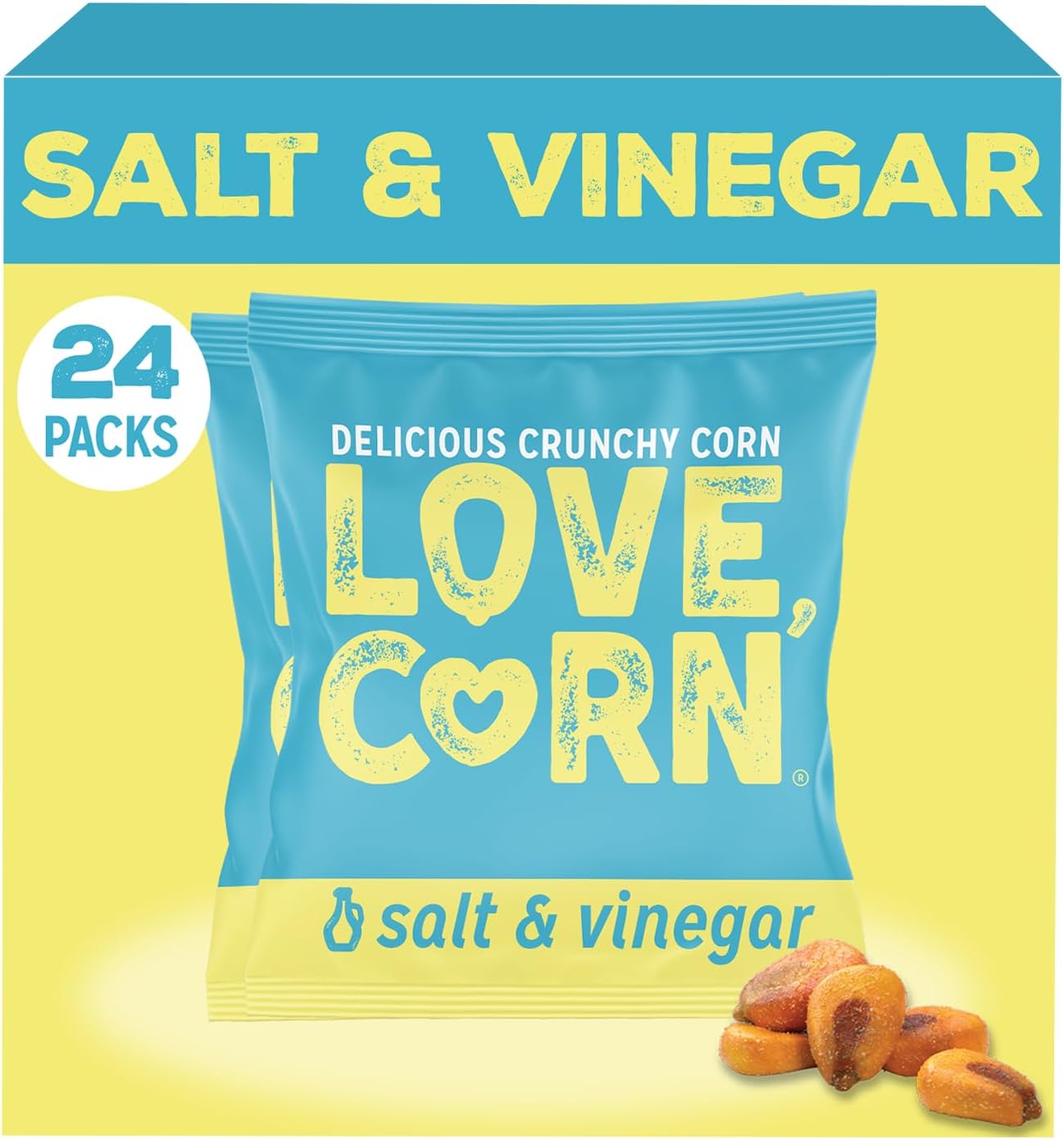 LOVE CORN Salt & Vinegar Crunchy Corn Snacks (24 x 20g)