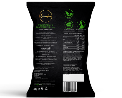 Swaha Crisps Sour Cream & Black Pepper (24 x 40g)