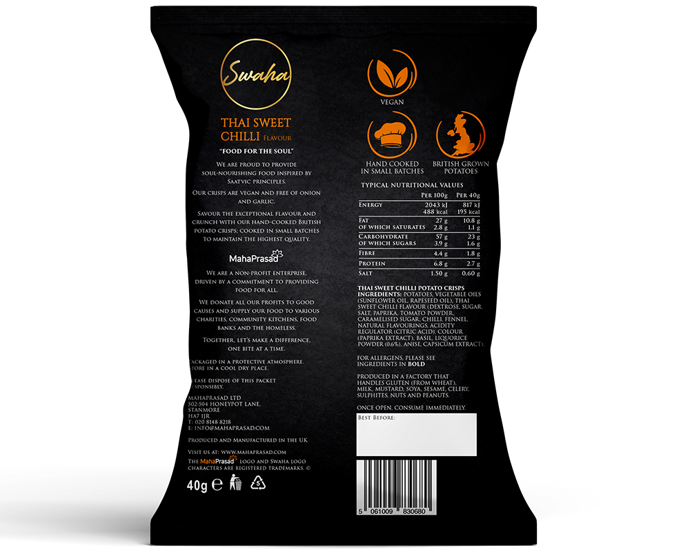Swaha Thai Sweet Chilli Crisps (24 x 40g)